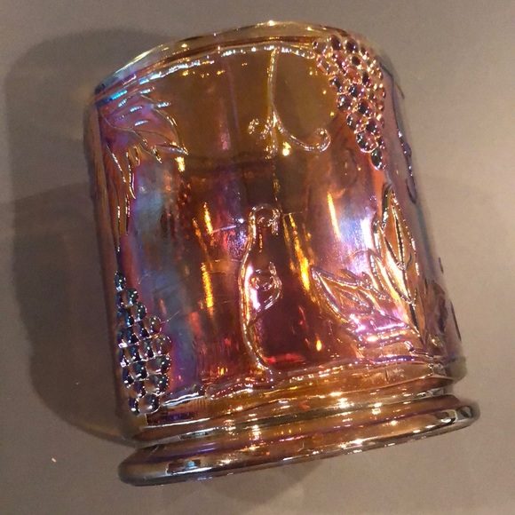 🧡💜VINTAGE Rare Color Amber/violet Carnival Glass Compote Grape Candy Dish Vase - Picture 3 of 5